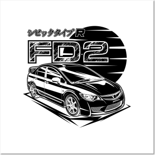 Civic FD2 Type R - Black Print Posters and Art